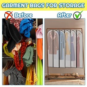 40 Pieces Garment Bags for Hanging Clothes with Zipper Hanging Garment Bags Dress Bags for Gowns Long Storage Plastic Suit Cover Bags for Coat Protector Travel Closet Clothing (24 x 60 Inch)