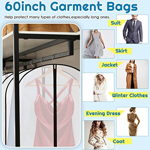 40 Pieces Garment Bags for Hanging Clothes with Zipper Hanging Garment Bags Dress Bags for Gowns Long Storage Plastic Suit Cover Bags for Coat Protector Travel Closet Clothing (24 x 60 Inch)