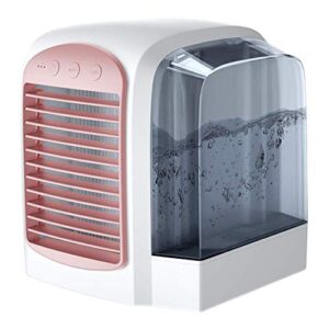 mini personal air cooler, usb compact coolers, portable fan cooler with water tank, for home office bedroom garden outdoors, eco friendly (pink)