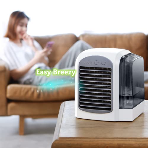 Mini Personal Air Cooler, USB Compact Coolers, Portable Fan Cooler with water tank, for Home Office Bedroom Garden Outdoors, Eco Friendly (pink)