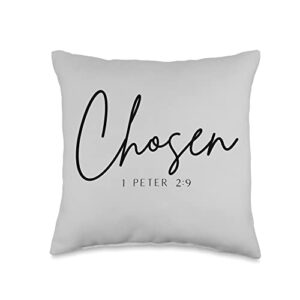 christmas religious faith christian apparel chosen 1 peter 2:9 christian jesus bible verse for women throw pillow, 16x16, multicolor