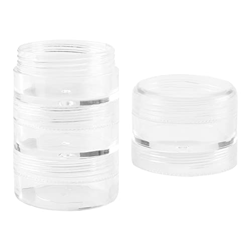 ZEONHEI 10 Sets 4 Layer Stackable Cosmetic Containers with Screw Lids, 10G/10ML Stackable Bead Storage Containers Round Plastic Containers, Clear Column Stackable Container for Beads, Buttons, Jewelry