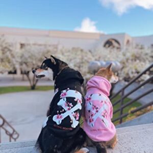 ChoChoCho Woof Dog Hoodie, Designer Dog Hoodies for Small Medium Large Breeds, Art Collection Dog Sweatshirts, Street Drawstring Hoodies Outfit Clothes for Puppy Puppies (M, Sakura/Black)