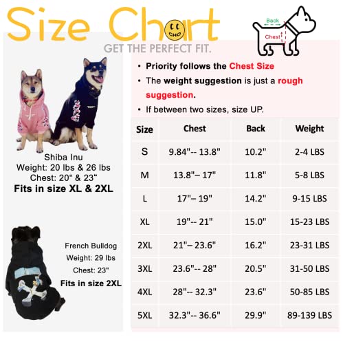 ChoChoCho Woof Dog Hoodie, Designer Dog Hoodies for Small Medium Large Breeds, Art Collection Dog Sweatshirts, Street Drawstring Hoodies Outfit Clothes for Puppy Puppies (M, Sakura/Black)