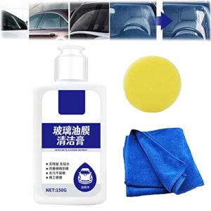 kcrpm pushue car glass oil film remover, 150g glass oil film remover for car, car glass oil film remover, car cleaner glass oil film remover windshields cleaning liquid (1set)