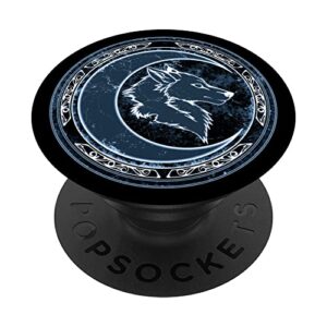 celtic wolf and moon popsockets swappable popgrip