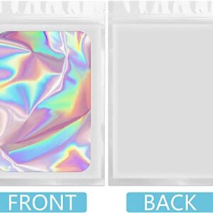 100 Pieces Smell Proof Bags Holographic Piecesaging Bags Storage Bag with Clear Window for Food Storage (White Color, 3x4.7 Inch)