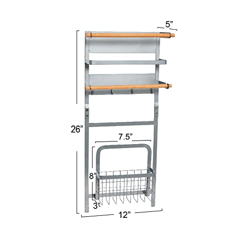 Household Essentials Metal Magnetic Organizer Rack, Grey