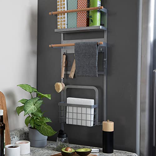 Household Essentials Metal Magnetic Organizer Rack, Grey