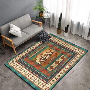 soft area rug for living room,southwestern kokopelli native american indian,large floor carpets doormat non slip washable indoor area rugs for bedroom kids room 5 x 7ft