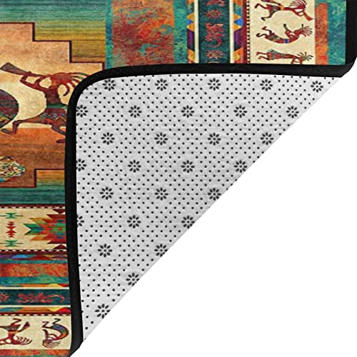 Soft Area Rug for Living Room,Southwestern Kokopelli Native American Indian,Large Floor Carpets Doormat Non Slip Washable Indoor Area Rugs for Bedroom Kids Room 5 x 7Ft