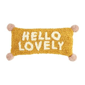 mud pie colorful tufted pillow, hello