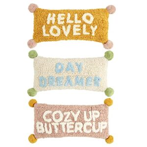 Mud Pie Colorful Tufted Pillow, Hello