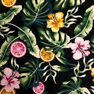 Texco Inc Poly Spandex Floral Conversational Prints DTY Brushed 4 Way Stretch Fabric, Black Pink 1 Yard