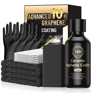 𝐀𝐝𝐯𝐚𝐧𝐜𝐞𝐝 𝗚𝗿𝗮𝗽𝗵𝗲𝗻𝗲 ceramic coating for cars (70ml) - 10h graphene coating for car detailing - 10+ years of long lasting protection - ultra high gloss & shine, extremely hydrophobic