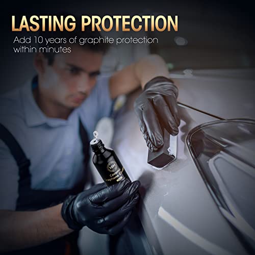 𝐀𝐝𝐯𝐚𝐧𝐜𝐞𝐝 𝗚𝗿𝗮𝗽𝗵𝗲𝗻𝗲 Ceramic Coating for Cars (70ml) - 10H Graphene Coating for Car Detailing - 10+ Years of Long Lasting Protection - Ultra High Gloss & Shine, Extremely Hydrophobic