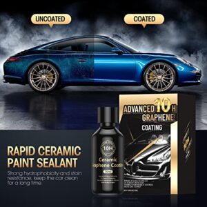 𝐀𝐝𝐯𝐚𝐧𝐜𝐞𝐝 𝗚𝗿𝗮𝗽𝗵𝗲𝗻𝗲 Ceramic Coating for Cars (70ml) - 10H Graphene Coating for Car Detailing - 10+ Years of Long Lasting Protection - Ultra High Gloss & Shine, Extremely Hydrophobic