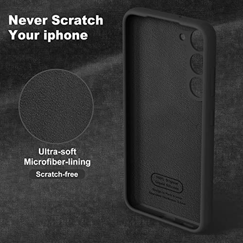 TISOOG Compatible with Samsung Galaxy S23 Case 6.1 inch-Silicone Full Cover Shockproof Protective Case with Soft Microfiber Lining Support Wireless Charging Phone Case for Samsung S23,Black