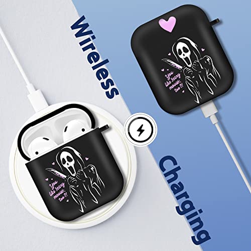 Ulirath Case for AirPod 2/1 Skull Funny Unique Design Unique Scary Cute for AirPods Air Pods 1st/2nd Design Skeleton Cover Cases Skin for Boys Girls Kids Skull
