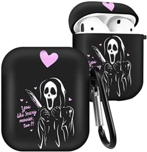 ulirath case for airpod 2/1 skull funny unique design unique scary cute for airpods air pods 1st/2nd design skeleton cover cases skin for boys girls kids skull