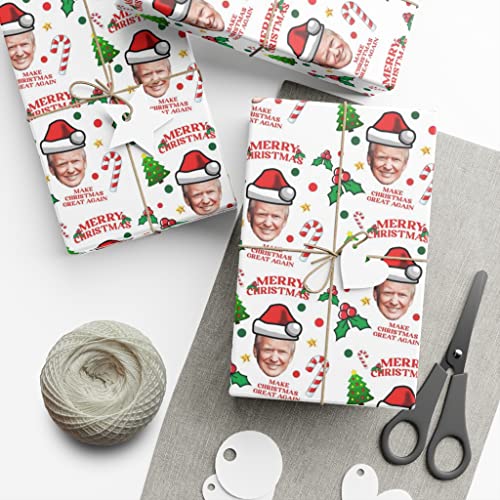 Biden Christmas Wrapping Paper Sheet, Christmas Wrapping Paper, Hat Santa Biden Wrapping Paper, Biden Wrapping, Funny Gift Wrap 24" × 36" 24" × 60"