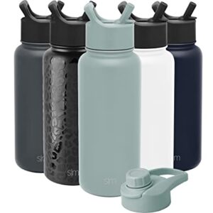 Simple Modern Water Bottle with Straw and Chug Lid Vacuum Insulated Stainless Steel Metal Thermos Bottles | 32oz, Sea Glass Sage & Bottle Brush for Cleaning Baby Bottles, Tumblers, Cups and More