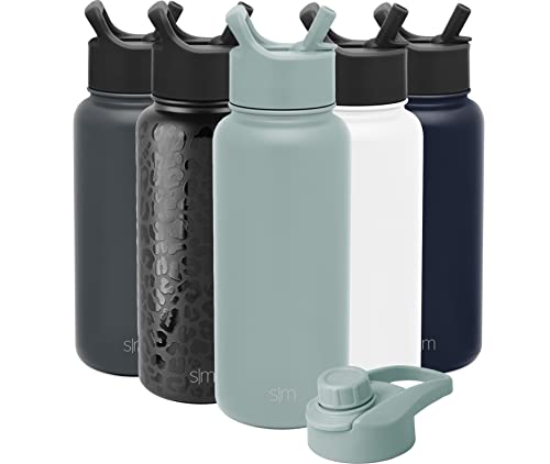 Simple Modern Water Bottle with Straw and Chug Lid Vacuum Insulated Stainless Steel Metal Thermos Bottles | 32oz, Sea Glass Sage & Bottle Brush for Cleaning Baby Bottles, Tumblers, Cups and More