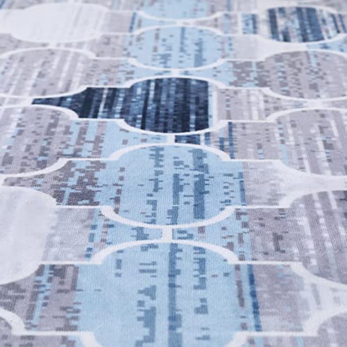 COZYLOOM Modern Area Rug, Vintage Moroccan Trellis Blue Area Rug for Living Room Bedroom, Non-Shed Washable Kitchen Throw Rugs Dining Room Home Floor Area Rug 5 * 8 FT