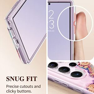 GVIEWIN for Samsung Galaxy S23 Ultra Case 5G 6.8", [Built-in Screen Protector + Camera Lens Protector ][2 Front Frames] Military Grade Shockproof, Marble Protective Phone Cover(Dreamland River/Purple)