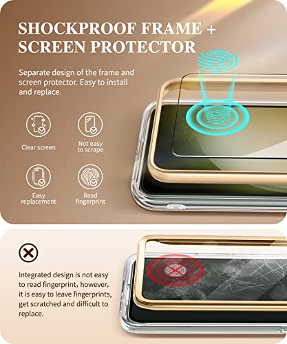 GVIEWIN Compatible with Samsung Galaxy S23 Case with Screen Protector + Camera Lens Protector, [21FT Military Grade Drop Test] Full Body Protection Rugged Marble Case Cover(Drift Sand/Brown)