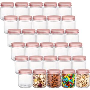 fasmov 30 pack 5 ounce clear plastic jars containers with rose gold lids, round empty plastic slime storage containers for kitchen & household storage - bpa free