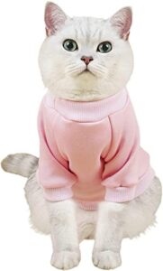cat sweaters - hairless cat cotton tshirts pet clothes - pullover kitten t-shirts with sleeves - cats & small dogs apparel (pink red, medium)