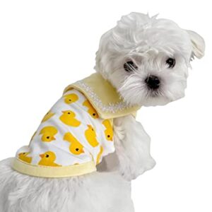 QWINEE Cartoon Dog Tank Top Cute Sailor Collar Dog Vest Cat Tee Shirt for Small Medium Dog Puppy Kitten Yellow XL