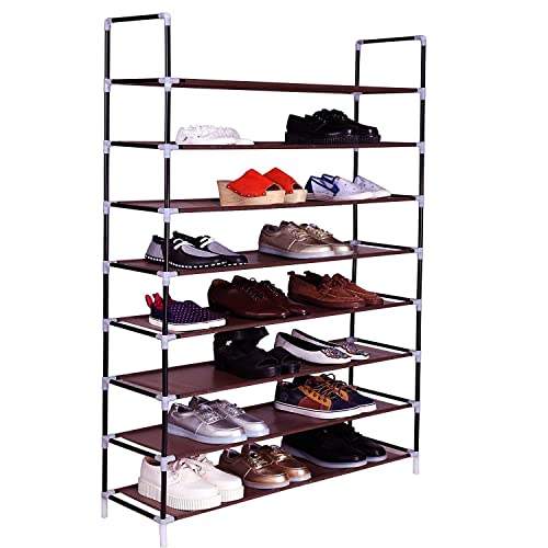 Cffuvros 8-Tier Shoes Rack Storage Organizer, 100cm Ultra Large Capacity for 32-Pair Shoes Space Saving Non-Woven Fabric Portable Organizer, for Living Room, Hallway