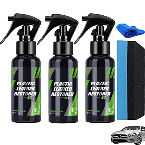 Shinex Leather & Plastic Restorer, Car Plastic Leather Restorer Liquid Spray Restore Refurbishment Coating Agent (100ml, 3pcs)