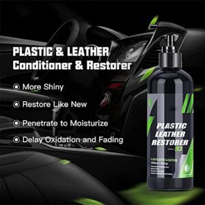 Shinex Leather & Plastic Restorer, Car Plastic Leather Restorer Liquid Spray Restore Refurbishment Coating Agent (100ml, 3pcs)