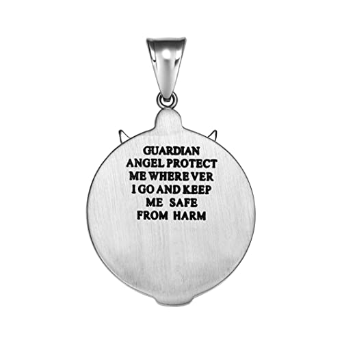 Saint Michael Pendant Holding Holy Cross - Army of God Seal - Archangel Protection Prayer - King of Solomon Star of David Accents - Antique Finish - Guardian Angel Miraculous Medal - White Crystal