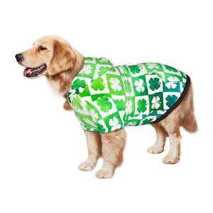 Large Dog Hoodie St-Patrick's-Day-Clover Pet Clothes Sweater with Hat Soft Cat Outfit Coat Large