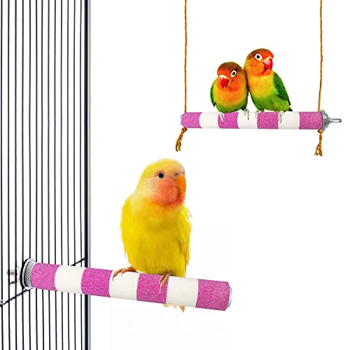 Bird Toys, Parrot Toys, Natural Quartz Sand Rod, Bird Perch Rod, cage Accessories, Suitable for Macaws, buki Birds, Love Birds, Finches, Small and Medium-Sized Birds Habitat