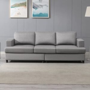 mjkone 3 seats sectional sofa couch, 91" w upholstered living room sofa, sectional sofa furniture set for apartment/bedroom/office,light grey
