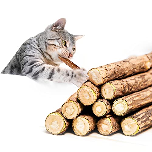 Rocendlor Cat Chew Stick, Silvervine Sticks for Cats, Catnip Toys, Silver Vine, Matatabi, Cleaning Teeth Molar Toy, Teething Interactive Wand Stick, Dental Sticks for Cat Kitty Kitten [30PCS/Pack]