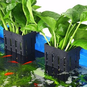 upgraded aquarium plant holder with hooks and suction cups for fish tank aquaponic plant cultivation and aquascape decorations (black)