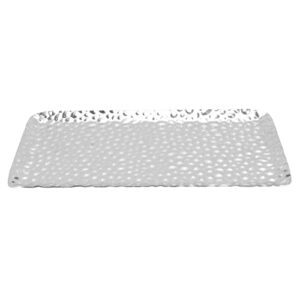 hammered tray, exquisite elegant odorless rectangular stainless steel tray decoration for bathroom (silver)