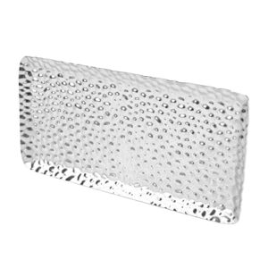 Hammered Tray, Exquisite Elegant Odorless Rectangular Stainless Steel Tray Decoration for Bathroom (Silver)