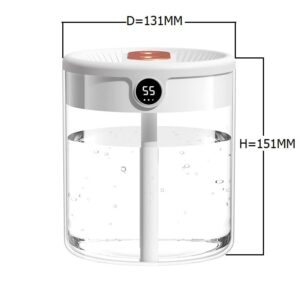 Air Humidifier, Top Filling Cool Mist Humidifier 1500ml Water Tank for Baby Bedroom Office Home 10 Hour Auto Shut-Off -1.5L White(with humidity display)