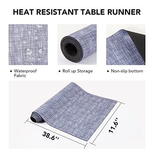 Trivet Table Runner Hot Plates Mat 12 X 40 Inch Heat Resistant Table Protector Waterproof Decorative Farmhouse Kitchen Trivets Counter Heat Proof Placemats for Hot Dishes (Grey)