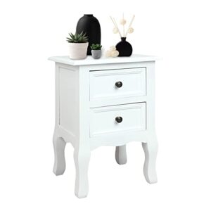 ecomex white nightstand with 2 drawers, wooden night stand fully assembled white night stand with storage for small space bedroom office, european style 1pc