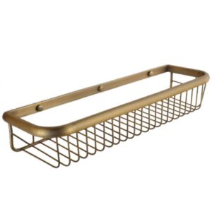 MUENG Exquisite Bathroom Shelves Wall-Mounted Bathroom Accessories, Brushed Gold Bathroom Storage Shelf, Shower Basket, Brass Shower Holder Rack