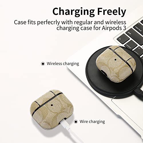 Raimot Airpods 3rd Leather Elegant Case with Keychain Fully Protective Case for Airpods Accessories Gifts (Airpods 3rd Generation)