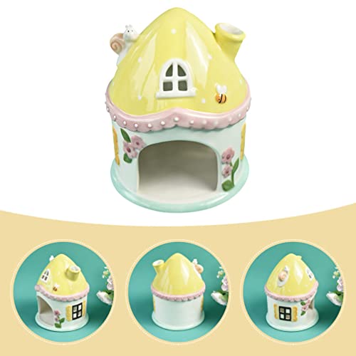 Didiseaon Bunny Decor Summer Decor Cool Hamster House Hideout Ceramics Mushroom Shape Cute Small Animal Pet Squirrel Hedgehog Chinchilla Hamster Cage Accessories Bunny Decor Summer Decor